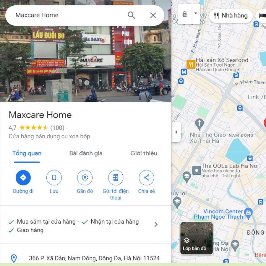 Đánh giá ghế massage MaxCare trên Google Map