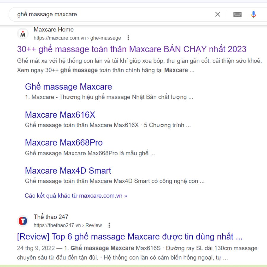 Đánh giá ghế massage MaxCare trên google
