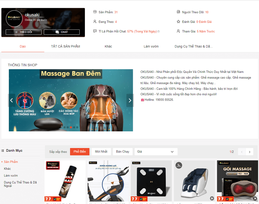 Gian hàng shopee của Okusaki