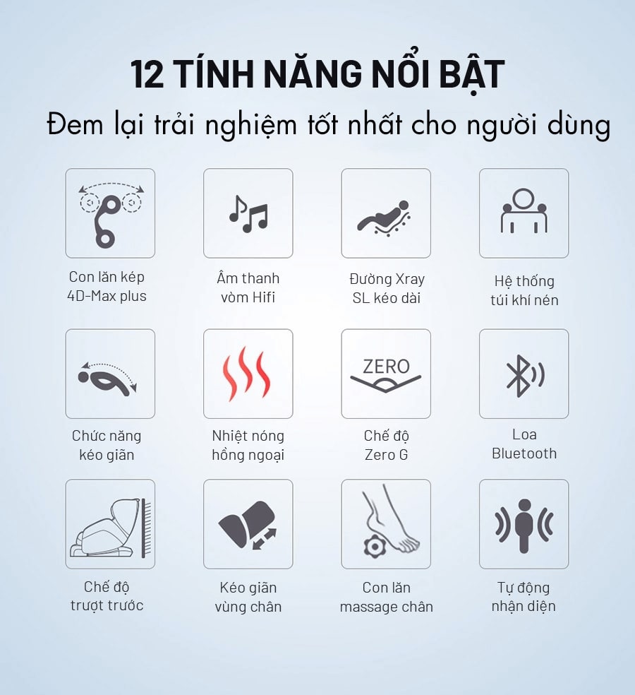 12 tính năng massage hiện đại