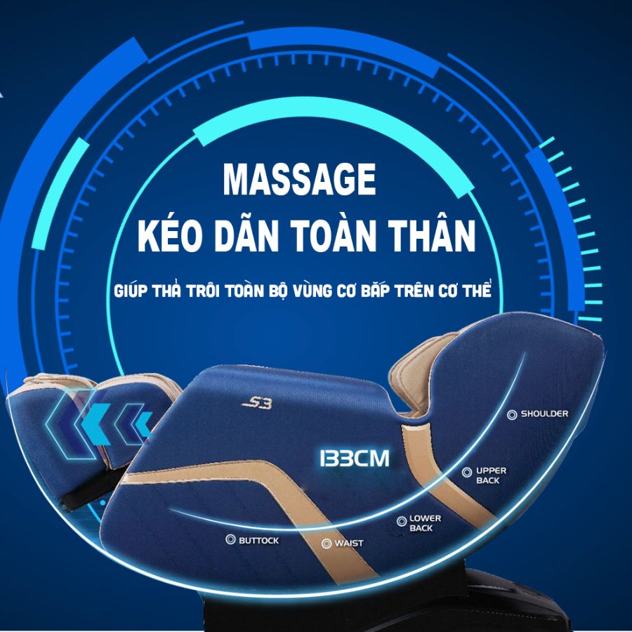 Tính năng kéo giãn toàn thân trên ghế massage